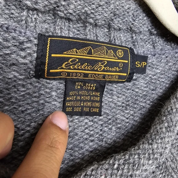 Eddie Bauer Vintage Knit Bunny Snowflake Christmas Sweater In Grey Unisex Size S